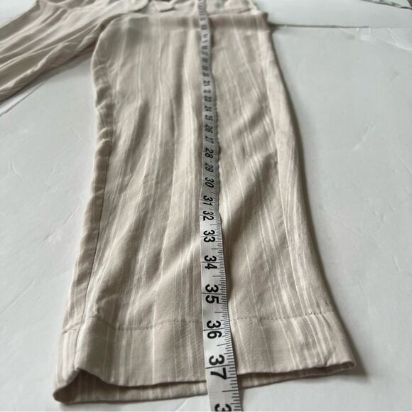 Candies Y2k 00's Paper Bag Belted Tie Waist Pants Tan Ivory Stripe Size Small - Picture 13 of 14